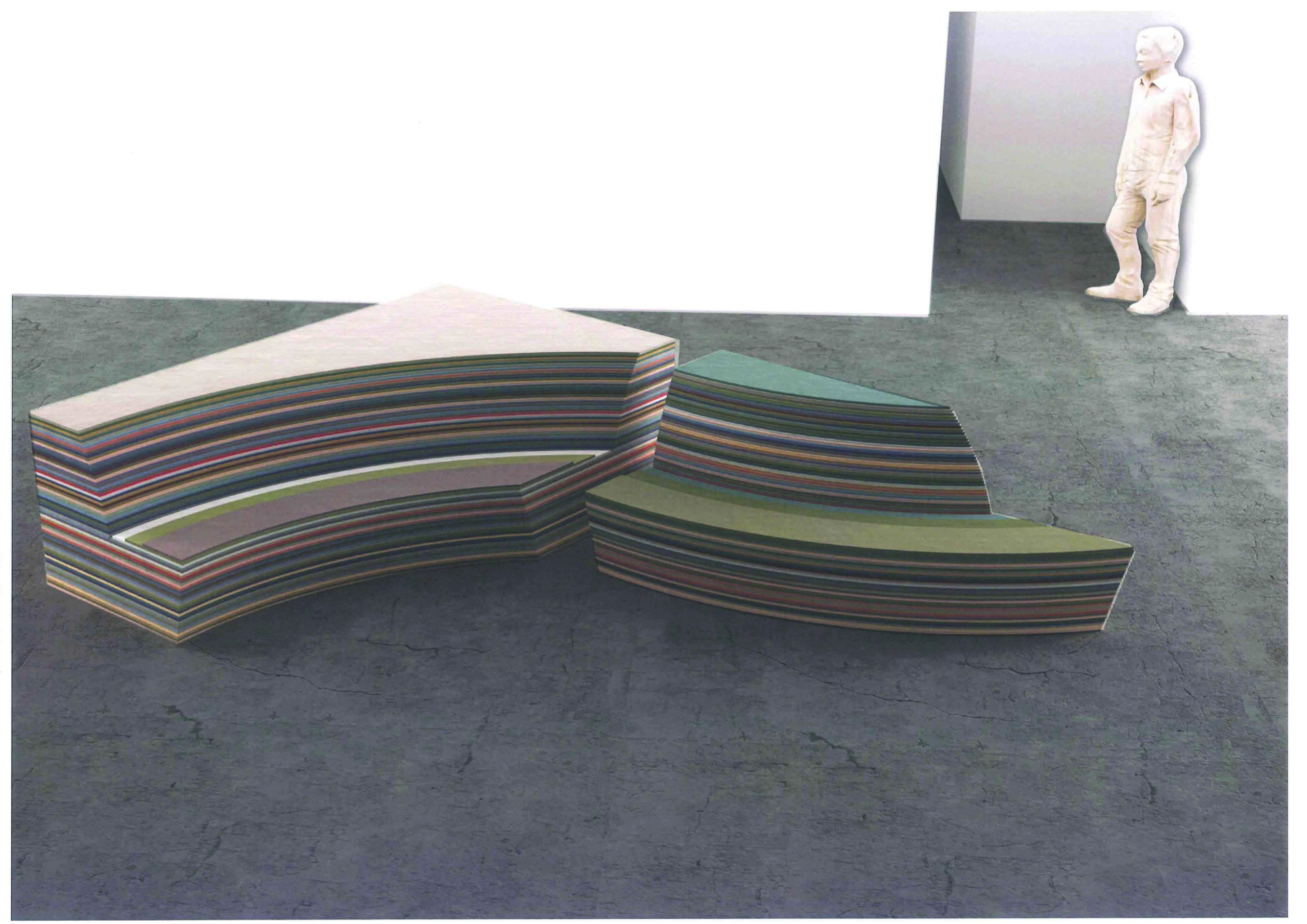 maquette du canapé en feutre de Guillaume Leblon