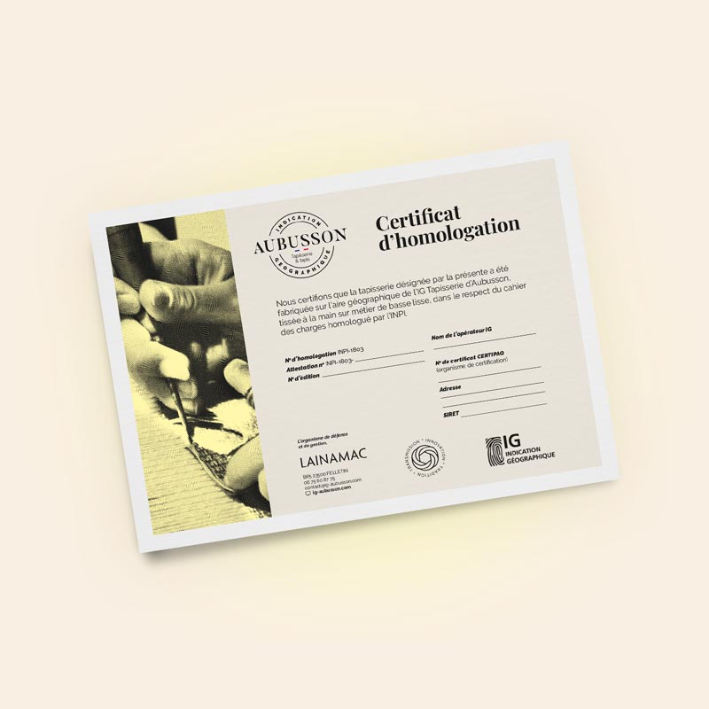 certificat d'indication géographique tapisserie d'aubusson